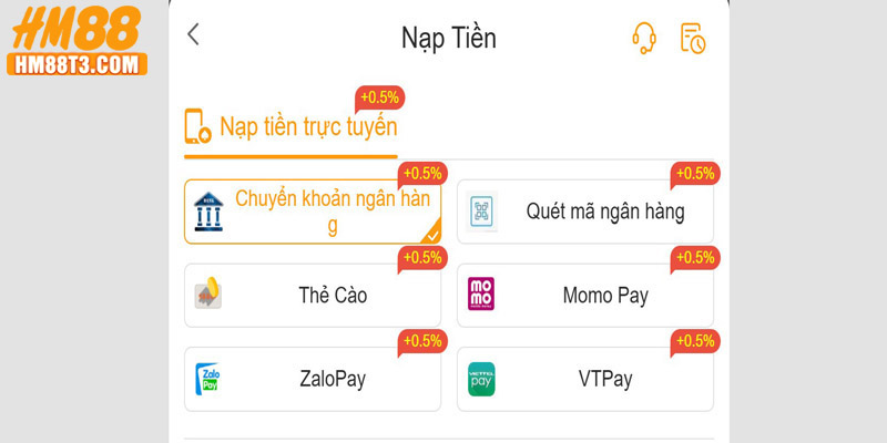 Các phương thức thanh toán hiện được nhà cái hỗ trợ