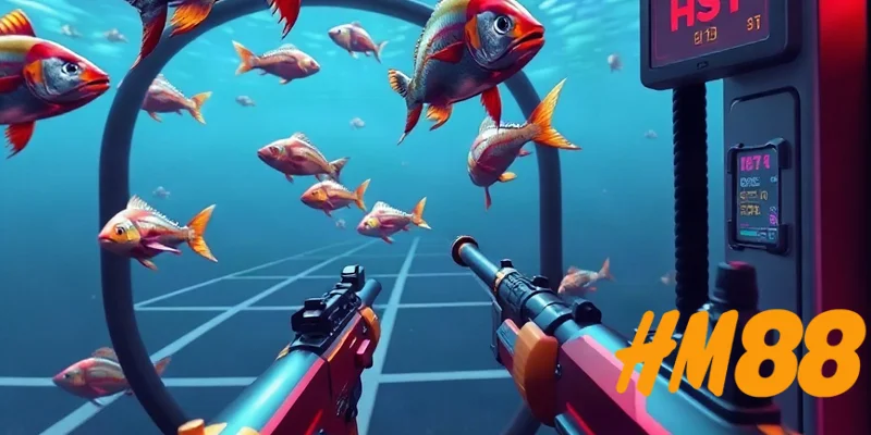 Luật chơi bắn cá HM88 - Giao diện game với các loại vũ khí và cá