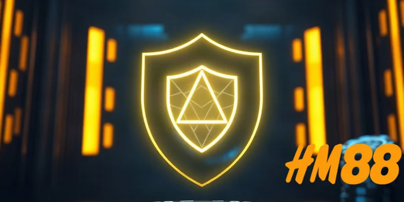 Biểu tượng khiên bảo mật bảo vệ chip casino, đại diện chính sách bảo mật HM88