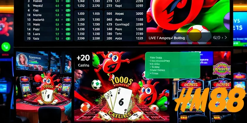 Các sản phẩm cá cược đa dạng tại HM88: thể thao, casino, slot