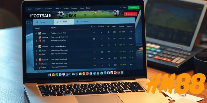 Giao diện trang tỷ lệ kèo bóng đá HM88 trên laptop